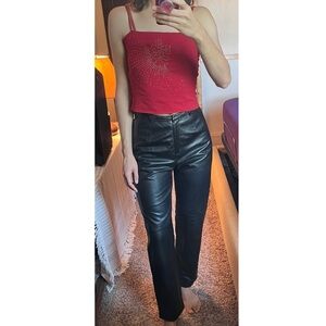 High rise leather pants